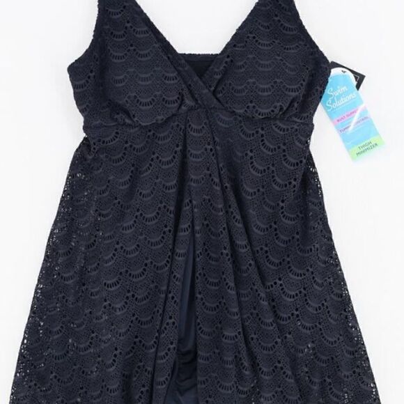 SWIM SOLUTIONS Women's Tummy-Control Flyaway Swimdress, swimwear onesuit - Picture 8 of 13